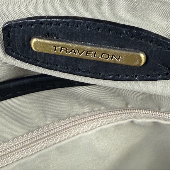 Travelon Ltd‎ Satchel Crossbody Bag Black Canvas Two Way Wear Handbag Purse - Picture 11 of 15